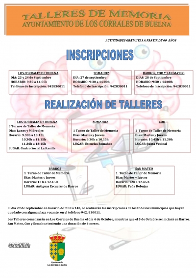 Inicio de inscripciones para los Talleres de Memoria